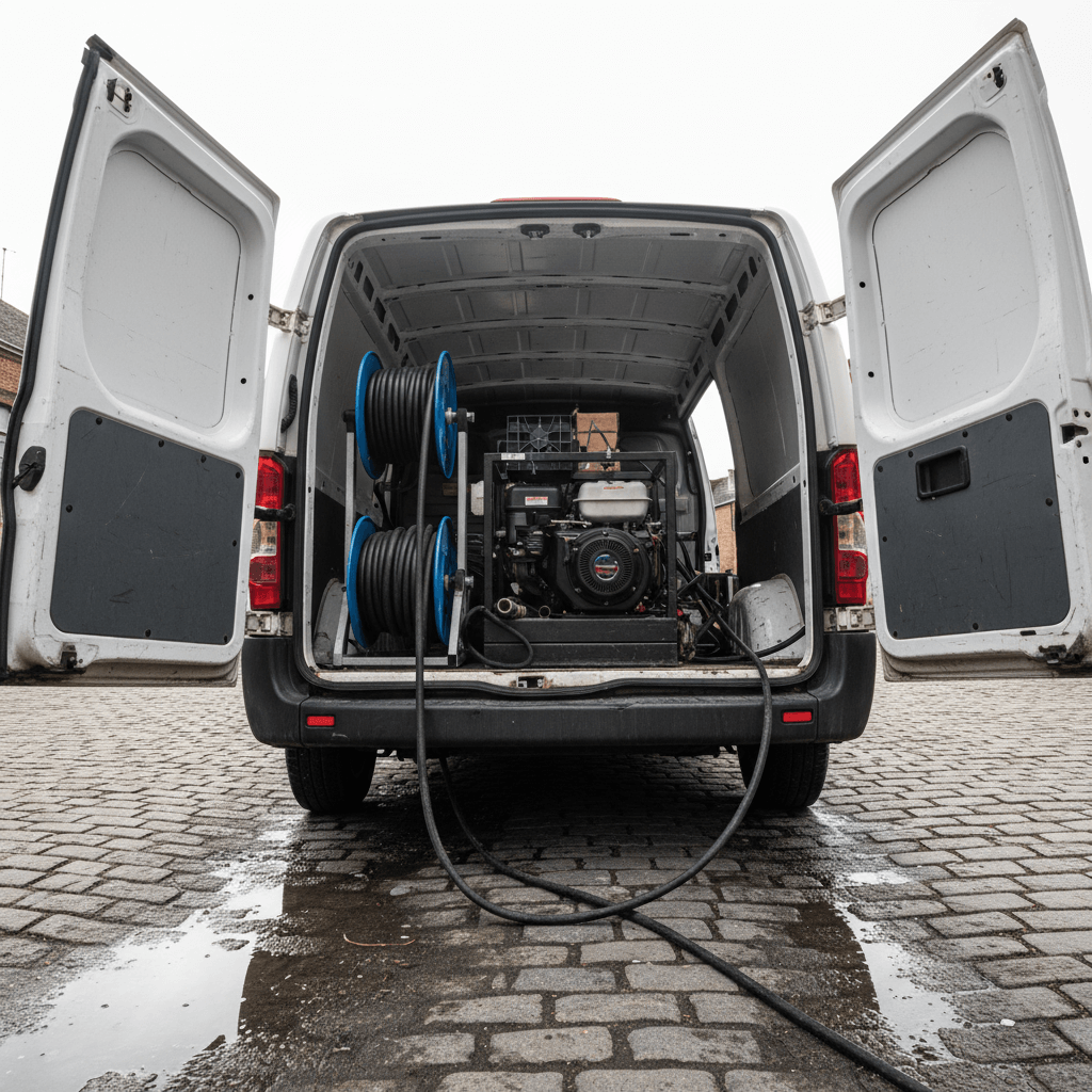 Klempner Notdienst Fahrzeug und Ausrüstung bereit für den Einsatz