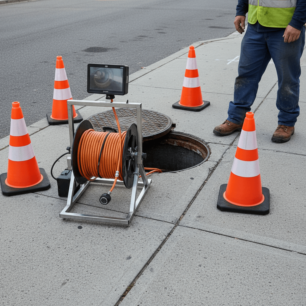 Spezialkamera für Kanaluntersuchung und moderne Diagnosegeräte